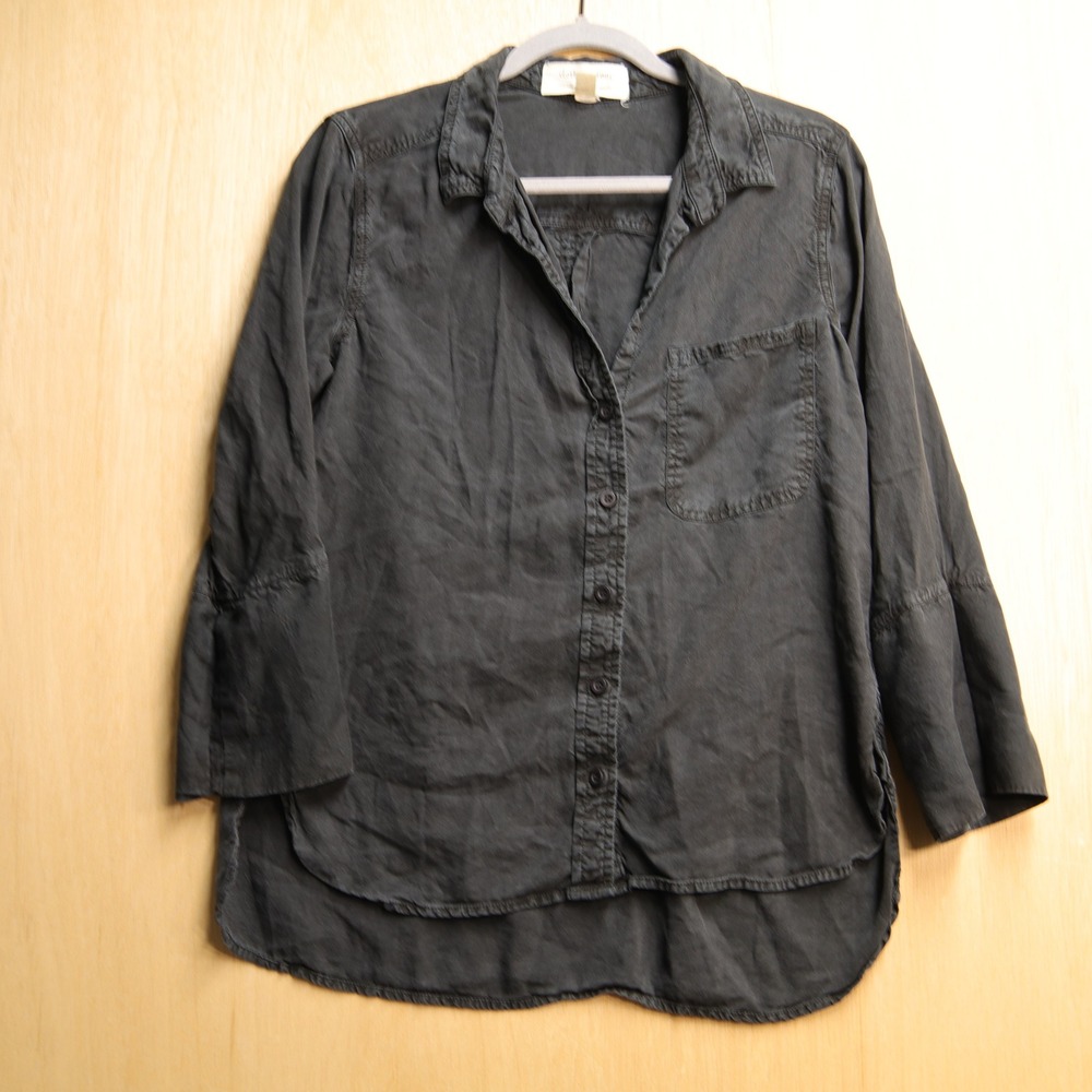 Cloth & Stone Washed Black Tencel Button Down Shirt Small C2913-654-303